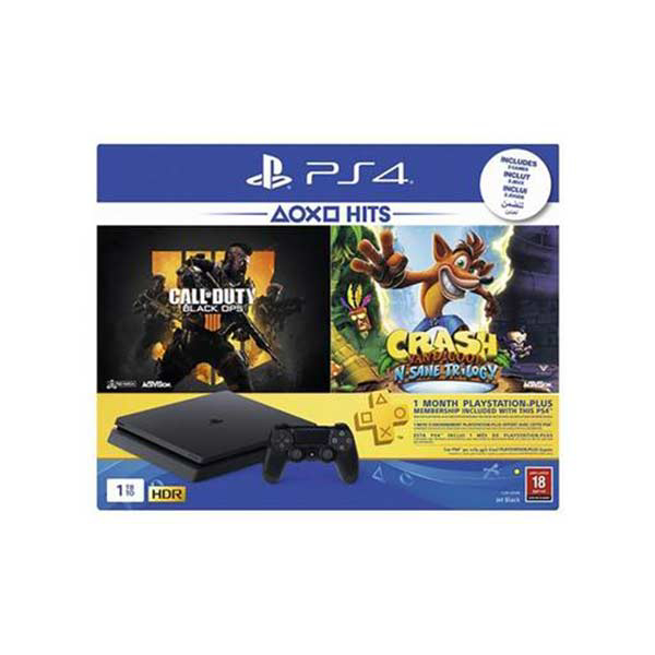 Sony Playstation PS4 1TB Bundle 2 Games (Call of Black OPS 4 + Crash ) + (PS 30 Days Subscription) +1 Controllers. HADDAD | الحداد
