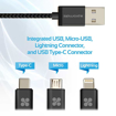 Picture of Promate Apple MFi 3-in-1 Cable with Lightning, Type-C, and Micro-USB - Grey