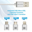 Picture of Promate Apple MFi 3-in-1 Cable with Lightning, Type-C, and Micro-USB - Silver