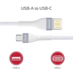 صورة بروميت كابل مقوى USB-A يعمل بالاتجاهين الى Type-C  بطول 1.2 متر - أبيض