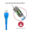 صورة بروميت كابل مقوى USB-A يعمل بالاتجاهين الى Lightning لاجهزة ابل بطول 1.2 متر - أزرق
