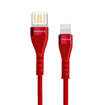 صورة بروميت كابل مقوى USB-A يعمل بالاتجاهين الى Lightning لاجهزة ابل بطول 1.2 متر - أحمر