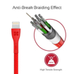 صورة بروميت كابل مقوى سريع USB-A الى Lightning لاجهزة ابل بطول 1.2 متر - أحمر