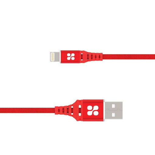 صورة بروميت كابل مقوى الترا سليم رفيع USB-A الى Lightning لاجهزة ابل بطول 1.2 متر - أحمر