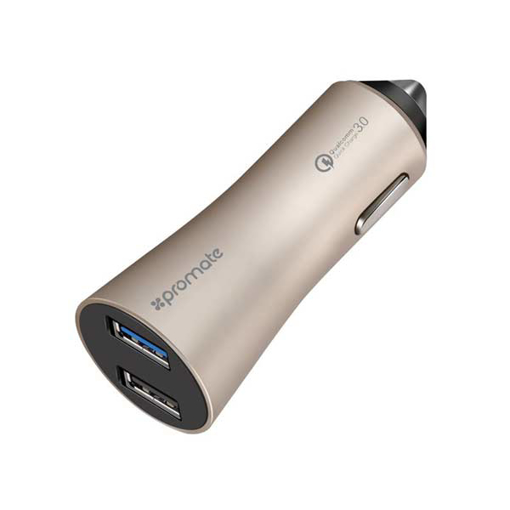 Picture of Promate Robust Car Charger with QC 3.0 Dual USB Port - Gold