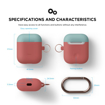 Picture of Elago Duo Hang Silicon Case For AirPods - Body-Italian Rose / Top-Coral Blue, Yellow