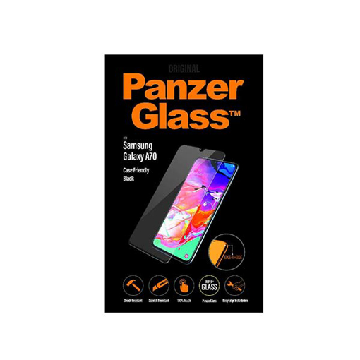 صورة بانزر جلاس حماية شاشة زجاجية متوفق مع الاغطية لاجهزة سامسونج A70 - اسود 