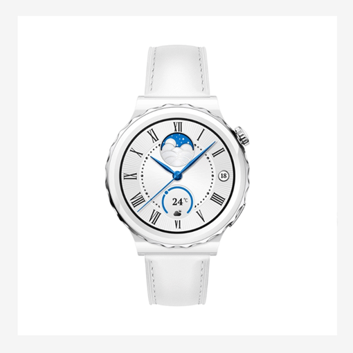 Picture of HUAWEI WATCH GT 3 Pro 32MB+4GB Silver Bezel White Ceramic Case White Leather Strap
