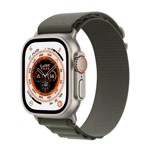 Picture of Apple Watch Ultra GPS + Cellular, 49mm Titanium Case with Green Alpine Loop - Small