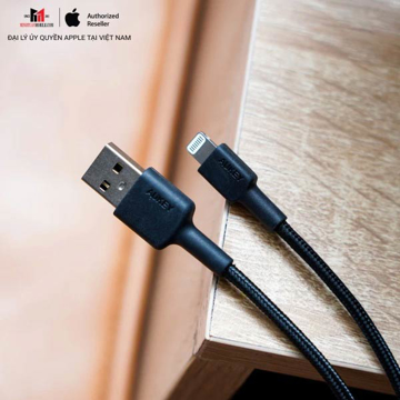 الصورة: أوكي كيبل مضفر MFI شحن و مزامنة USB-A إلى لايتنينج طول 1.2م BAL7 أسود
