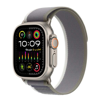 Picture of Apple Watch Ultra 2 GPS + Cellular, 49mm Titanium Case with Green/Grey Trail Loop - S/M