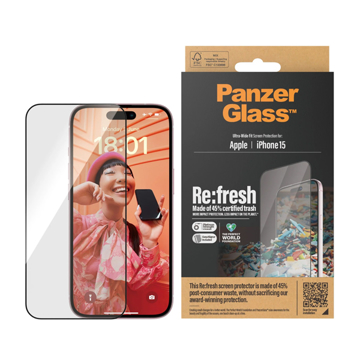 Picture of PanzerGlass iPhone 15 6.1" Ultra Wide Fit Screen Protector Clear
