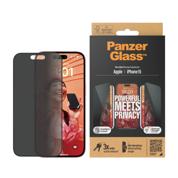 Picture of PanzerGlass iPhone 15 6.1" Ultra Wide Fit Screen Protector Privacy
