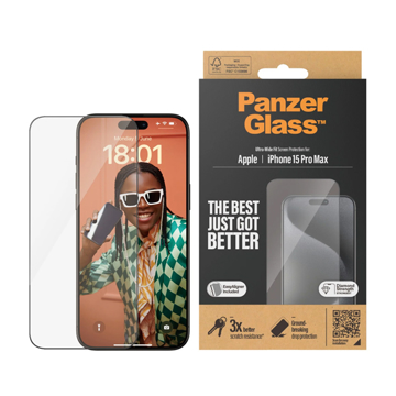 Picture of PanzerGlass iPhone 15 Pro Max 6.7" Ultra Wide Fit Screen Protector Clear