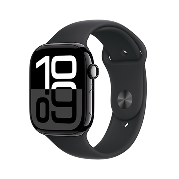 Picture of Apple Watch Series 10 GPS 42mm Jet Black Aluminum Case with Black Sport Band - S/M